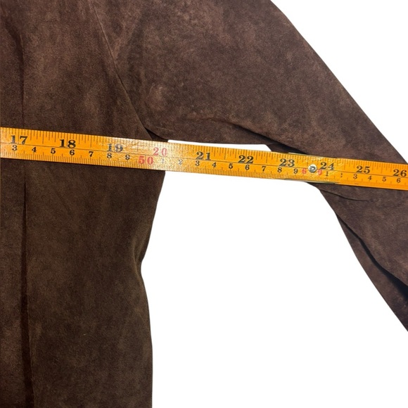 Suede Leather Jacket Beaded Womens Brown Open Front Sequins Chico's Size 0 (S) - Picture 9 of 12